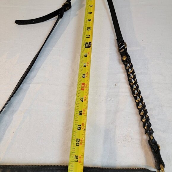 Chic Elliott Lucca Black Leather Crossbody Purse with Gold Zipper Accents - Picture 12 of 12